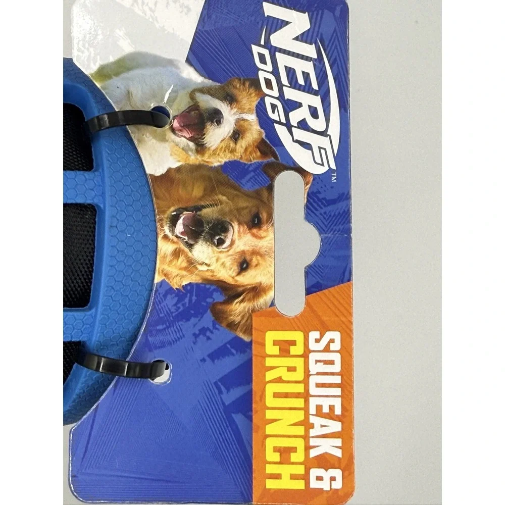 Nerf Dog Squeak & Crunch Ball 3 inch Blue Rubber Dog Toy 1111-1601